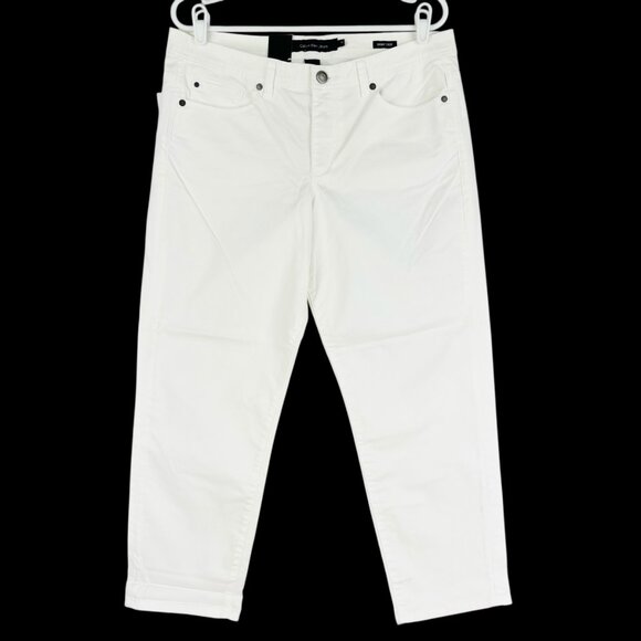 Calvin Klein Women's Power Stretch White Skinny Crop Jeans Size 14 Mid Rise NWT - Picture 1 of 12